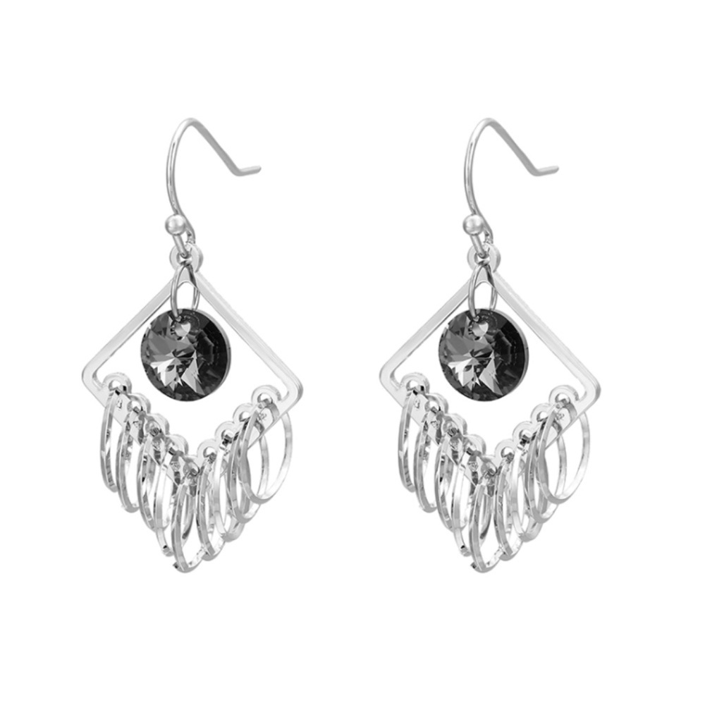 LAST ONE - Swarovski Crystal Fringe Earrings – 35×20mm – Silver Tone – NWT